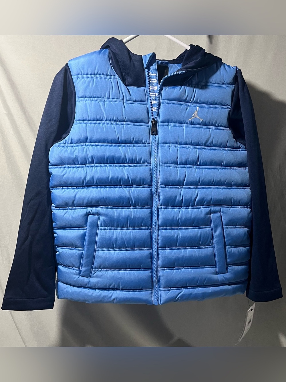 Jordan Boys' Light Blue & Navy Hooded Puffer Jacket